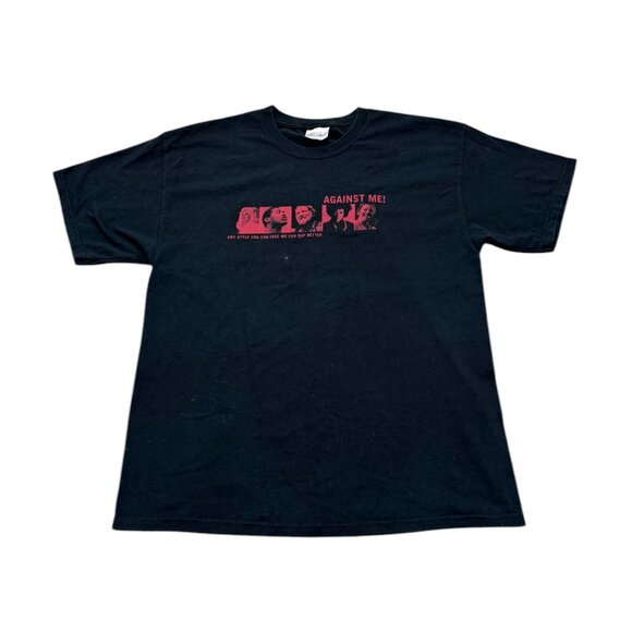 Men’s Against Me t shirt black “Hanes” cotton 2000s - Picture 1 of 5